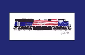 Montana Rail Link Veterans SD70ACe 11""x17"" estampado enmarañado firmado por Andy Fletcher - Imagen 1 de 1