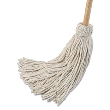 BWK124C Cotton Fiber Head String Deck Mop with 54 inch Wooden Handle 6 Mop Pack