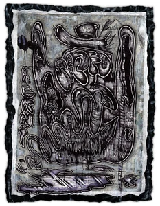 Original JUSTIN AERNI circa 2020 DRAWING dark contemporary art: "SMILING ABYSS" - Picture 1 of 1