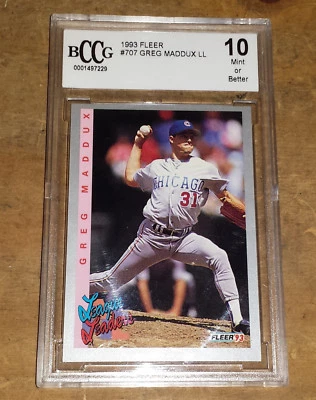 1993 Greg Maddux Fleer Baseball Card BCCG Beckett 10 Mint - Image 1 of 2