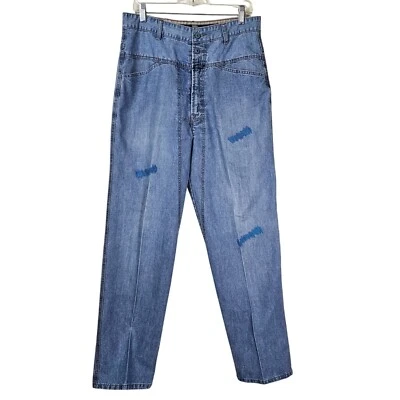 Pantalones de mezclilla bordados de colección años 90 Marithe Francois Girbaud para hombre talla 34 lavados ligeros holgados Foto 1 de 4