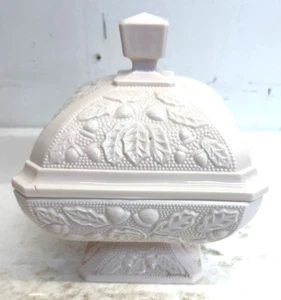 Jeannette Shell Pink Milk Glass Acorn Candy Dish With Lid - Picture 1 of 6