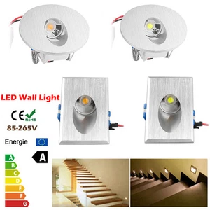 1/10/20 pcs LED Recessed Led Wall Step Light Stair Lamp White Round /Rectangle - Picture 1 of 12