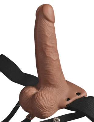 Hollow Realistic Dildo Strap On Vibrator Rechargeable Cock Vibe ED Sex Toys  - Image 1 of 4