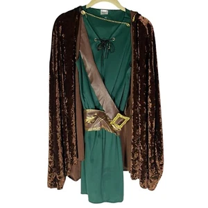 Robin Hood Costume Women's Size S Green Sleeveless Tunic Brown Hooded Cape - Picture 1 of 9