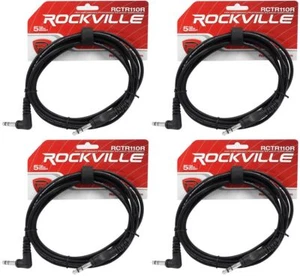 4 Rockville RCTR110R-B 10' 1/4" TRS Right Angle - 1/4" TRS Straight Cable - Picture 1 of 2
