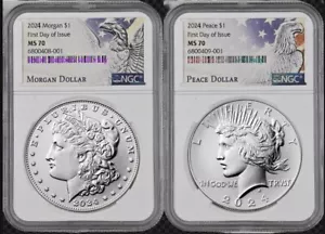 2024 Morgan & Peace Silver Dollar Uncirculated NGC MS70 First Day FDI %% - Picture 1 of 1