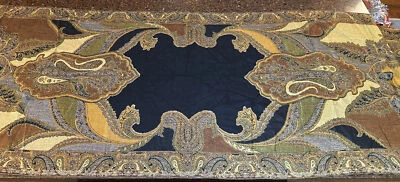 Preciosa Colección Dieciocho Bufanda Diseño Oriental Tapiz Flecos Dorados MB Foto 1 de 4