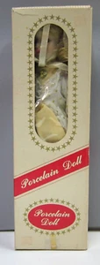 Porcelain Doll Yellow Victorian Dress Blonde/Brown 15 inch Tall - Picture 1 of 4