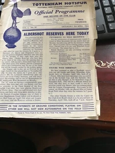 Tottenham Hotspur Reserves v Aldershot Reserves 5th April 1958 - Picture 1 of 3
