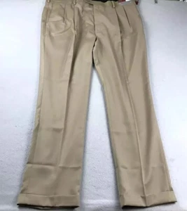 Louis Raphael Rosso Pants Men 42X34 Brown Pleated Cuffed Modern Straight NWT - Picture 1 of 14