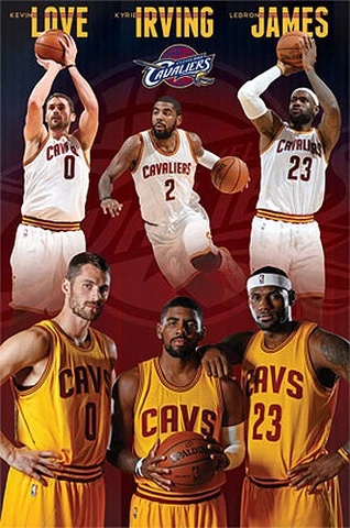 Cleveland Cavaliers SUPER TRIO LeBron James, Kyrie, Love 2014 22x34 Wall POSTER Cover