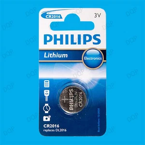 2x Philips CR2016/01B 3V Lithium Battery Coin/Button Cell Remote Watch Car Key  - Picture 1 of 1