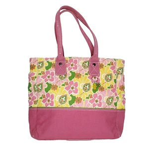 Canvas Tasche Blumenmuster Frühling Sommer Strand rosa gelb Y2K Tommy Hilfiger - Bild 1 von 8