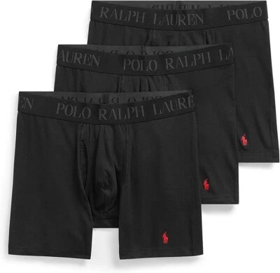 Paquete de 3 calzoncillos boxer de algodón negros que absorben la humedad Polo Ralph Lauren para hombre $45 Foto 1 de 4