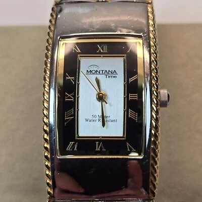 Estilo brazalete vintage Montana Time 50 metros resistencia al agua plateado y dorado Foto 1 de 4