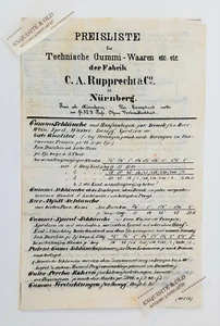 Preisliste technische Gummi-Waaren Fabrik Rupprecht Nürnberg Freyberg Brauerei - Picture 1 of 3