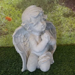 Angelo che prega | Decorazione giardino in cemento massiccio scultura commemorativa religiosa - Foto 1 di 4