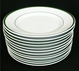 12 Williams Sonoma Brasserie Dinner Plates 11" Green Band Verge Rim Japan - Picture 1 of 3