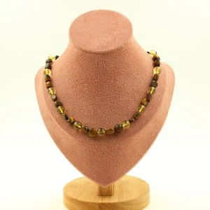 Südafrika Tigerauge Perlenkette + Rutilquarz vergoldet 8mm Kette e - Bild 1 von 3