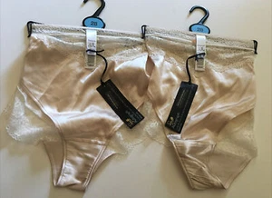 2x M&S ROSIE For Autograph Alabaster Silk & Lace High Leg Knickers Size UK 28 - Picture 1 of 7