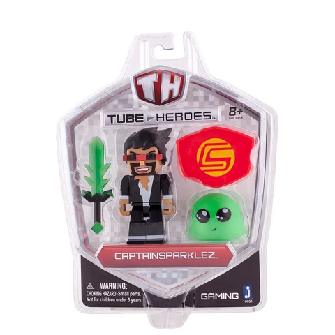 Tube Heroes 2.75 inch Action Figure with Accessories - Captain Sparklez NEW Cover