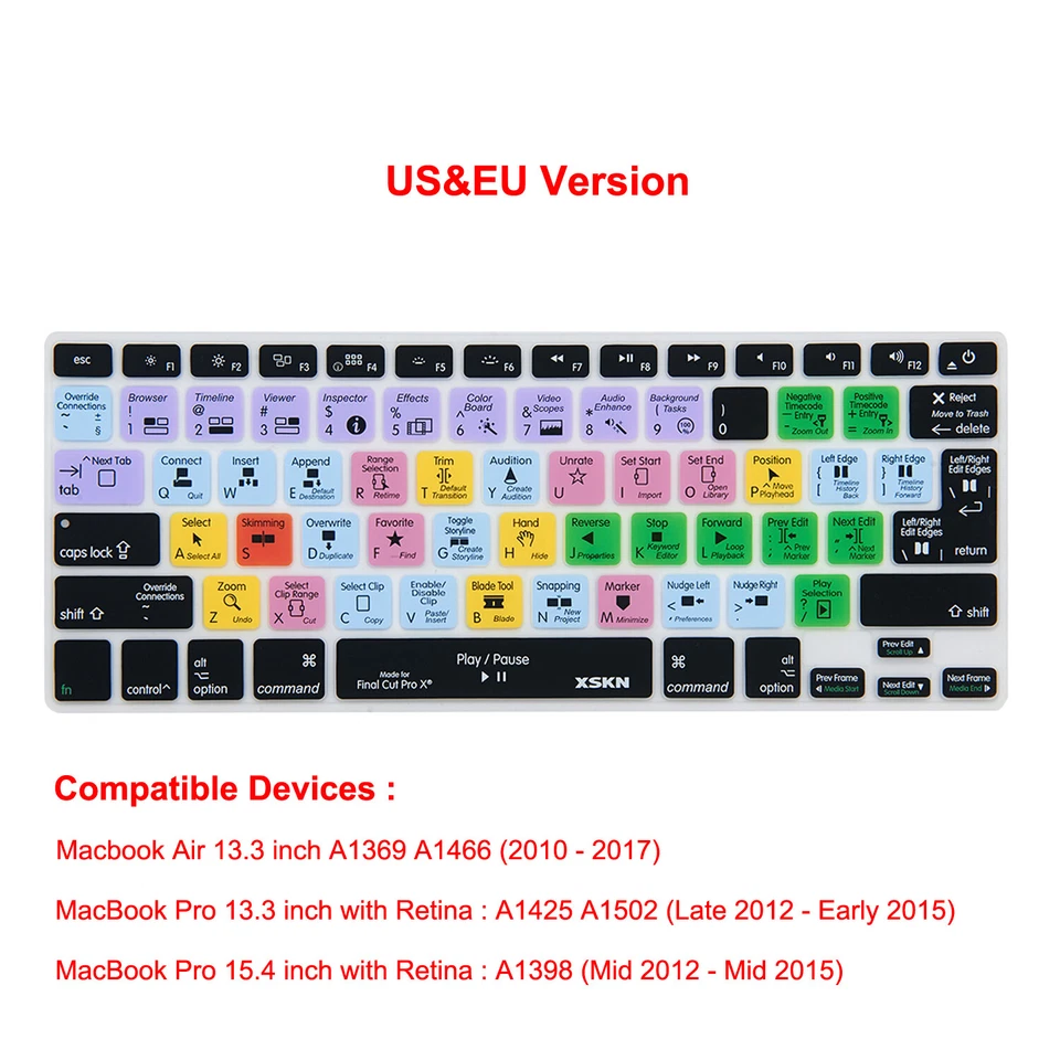 XSKN Final Cut Pro Keyboard Cover for Macbook Pro Air 13 14 15 16 Magic Keyboard - Image 1 of 4