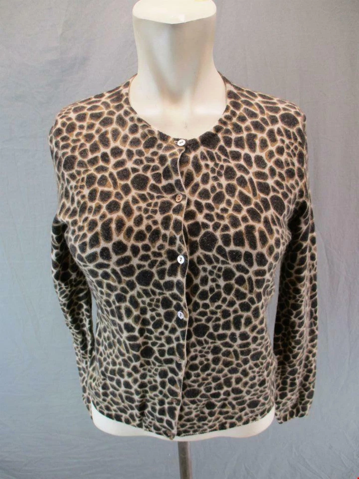 Cárdigan con botones Ann Taylor talla S para mujer marrón estampado animal lana angora 6G043 Foto 1 de 4