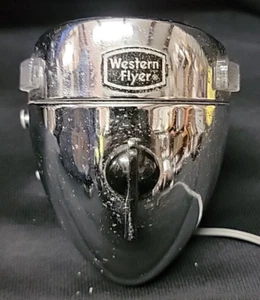Vintage Western Flyer Bicycle Chrome Front Fender Light Working RARE - Picture 1 of 7