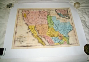 1849 Copy Reprint Map of California New Mexico Texas Pub by H S Tanner New York - Picture 1 of 10