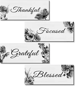 Utuichuo 4 Pieces Black Wall Decor for Living Room Bedroom,Focused black - Picture 1 of 8