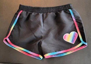Delia's Sport Girl's Athletic Shorts Black With Rainbow Trim Heart Size 10/12 - Picture 1 of 9