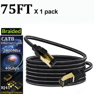 Cat 8 Braided Ethernet Cable RJ45 Super Speed 40Gbps 2000Mhz LAN Network Lot - Picture 1 of 24