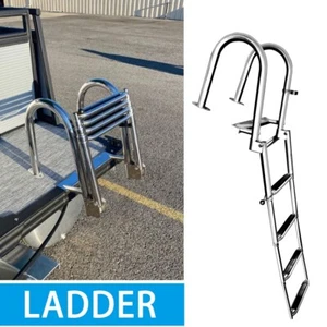 4 Step Boat Folding Ladder Telescoping Stainless Steel Heavy Duty Pontoon Yacht - Picture 1 of 7