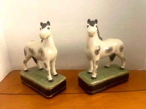 Takahashi San Francisco Made In Japan Ceramic Horse Figurine Bookends Pair - Picture 1 of 7