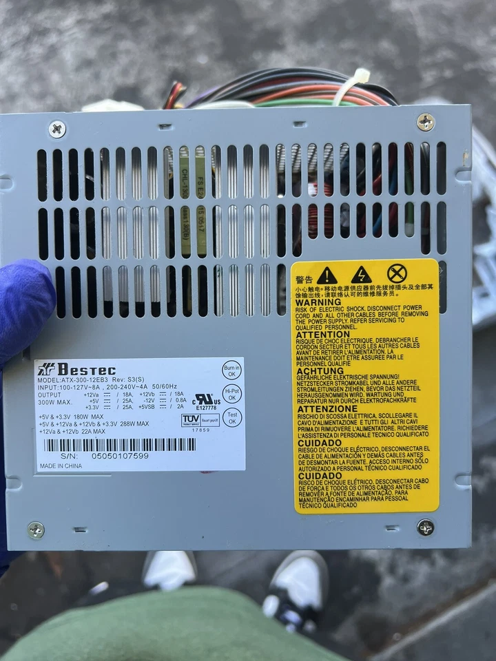 Bestec ATX-300-12EB3 Rev S2(S) 24+4+6 Pin 300W ATX Desktop Power Supply. Tested  - Image 1 of 2