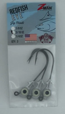 Zman REJH316-03PK3 Redfish Eye Jigheadz 3/16 Oz 4/0 Haken Farbe Glow 3St. - Bild 1 von 3