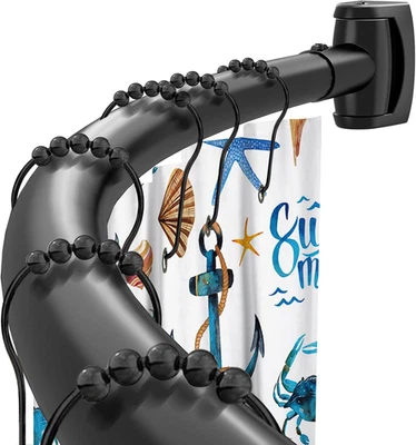 Barra de cortina de ducha curva negra 40-78 pulgadas diseño de empalme ajustable ducha R Foto 1 de 4