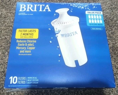 New In Box 10 Pack of BRITA Standard Pitcher Replacement Filters NOT FOR STREAM  - Image 1 of 4
