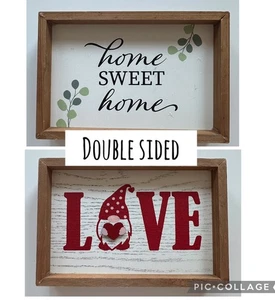 Insegna San Valentino Amore e Casa Dolce Casa Doppia Lato Parete o Tavolo Legno - Foto 1 di 11