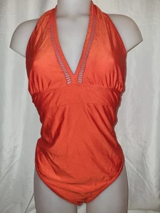 Nuovo senza etichette splendido costume da bagno arancione NUOVO LOOK lato trasparente taglia 20 - Foto 1 di 3