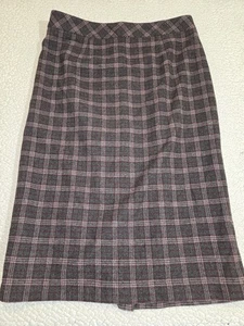 Falda para mujer Chadwicks mezcla de lana rosa gris a cuadros talla 16 preppy forrada en la carrera - Imagen 1 de 8