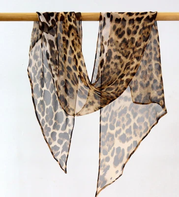 100% Mulberry Silk Wrap Square leopard Print Scarf Neckerchief Shawl 160X33cm - Image 1 of 4