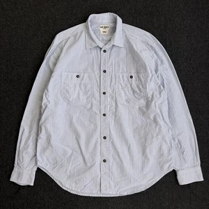 Eat Dust 673 Hemd Herren Large blau weiß Nadelstreifen Langarm Knopfleiste Sommer - Bild 1 von 6