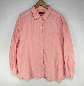 Tommy Bahama Linen Shirt Women’s Large Pink Collared Long Sleeve Button-Up - Picture 1 of 7