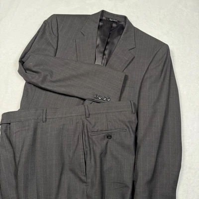 Jos A Bank Business Express Suit Mens 40R 34W Charcoal Wool Pinstripe 2 Button - Image 1 of 4