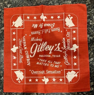 Vintage Gilley’s Bandana / Gilley’s Pasadena Texas / Mickey Gilley Urban Cowboy Foto 1 de 4