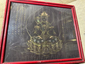 Arte buddista tibetana Thangka - dipinto e calligrafia su tessuto - incorniciato - Foto 1 di 13