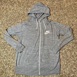 Felpa con cappuccio Nike donna full zip manica lunga grigio erica taglia XL rossa etichetta coulisse - Foto 1 di 8