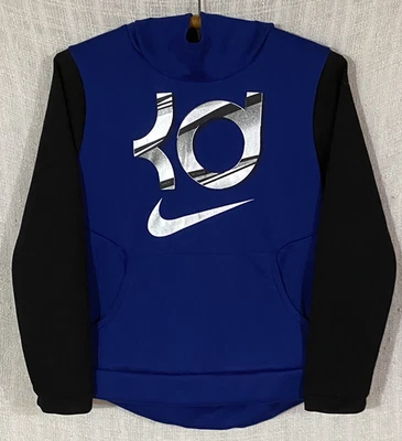 Nike KD Kevin Durant Boy's Large Blue & Silver Black Pullover Hoodie Sweatshirt - Image 1 of 3